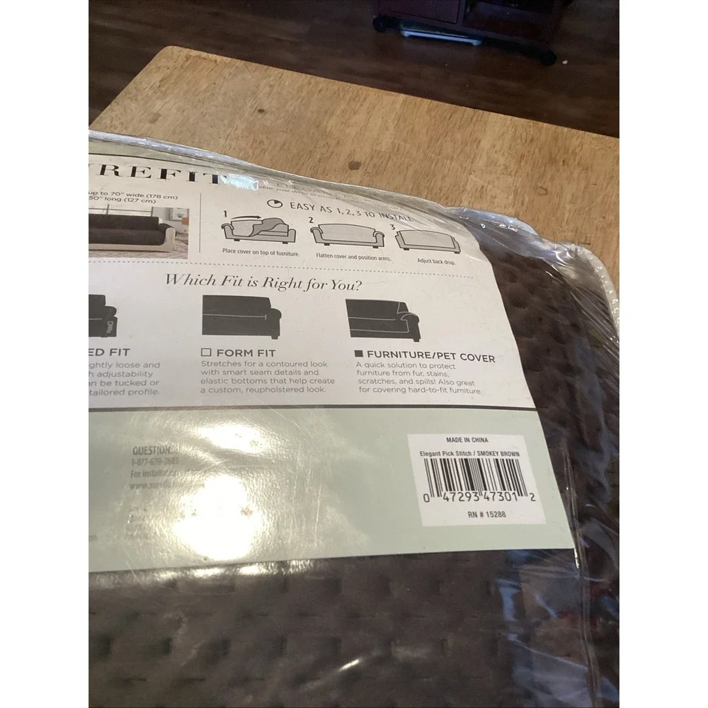 Sure Fit Elegant Pick Stitch Sofa Pet Cover Slipcover Smokey Brown 70in Wide